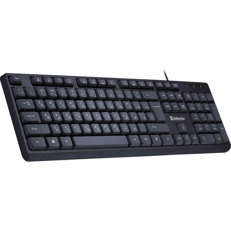 Клавиатура Defender Daily HB-162 RU проводн,черный,104кнопки+FN, 1.8м 45162