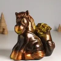 Копилка "Конь с деньгами" 21 см, бронзовый
