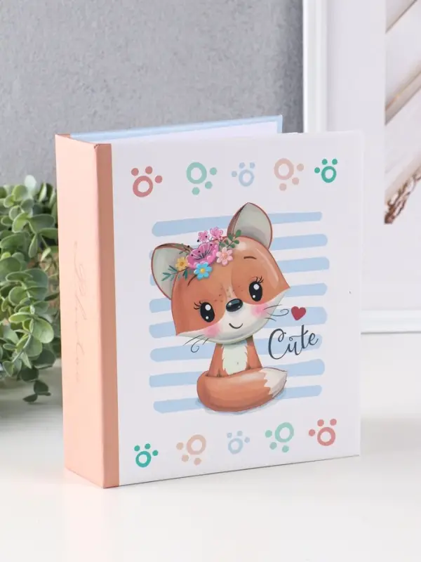 Фотоальбом 200 фото 10X15см, Фотоальбом 200 фото 10X15см,"Лисёнок с цветочками", ПП карм.