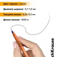 Ручка шариковая ErichKrause. U-108 Orange Stick, синий стержень, узел 1 мм