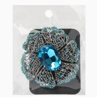 Брошь &laquo;Цветок&raquo; сапфир, стразы, цвет сний в серебре