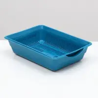 Туалет для кошек, 36&times;25&times;9 см, глубокий, с сеткой, пластик, синий