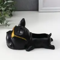Подставка для мелочей «Французский бульдог в очках», 7×14×8.5 см, чёрная