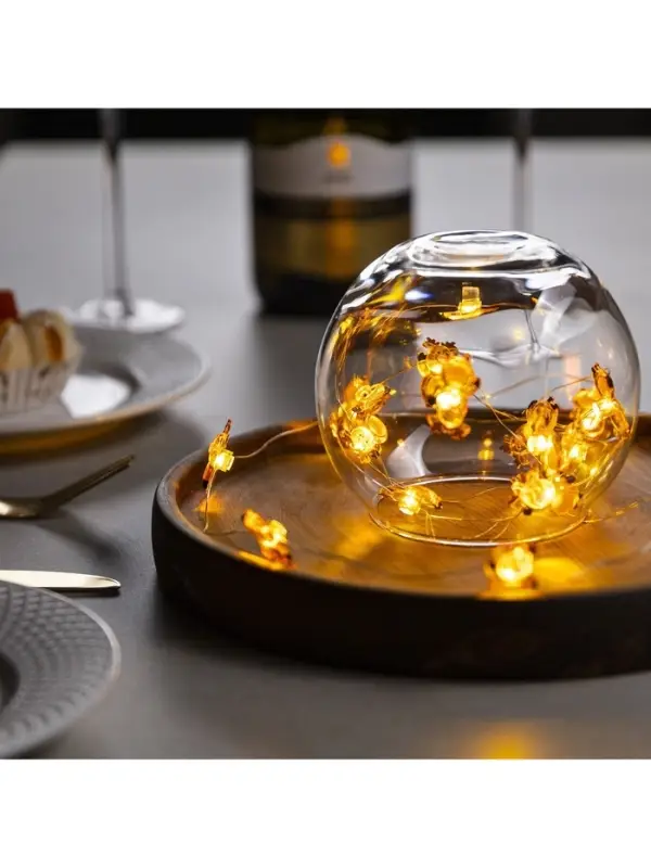 Гирлянда &laquo;Нить&raquo; 2 м, роса с насадками &laquo;Олень&raquo;, IP20, серебристая нить, 20 LED, 2 режима, от батареек АА&times;2, свечение тёплое белое