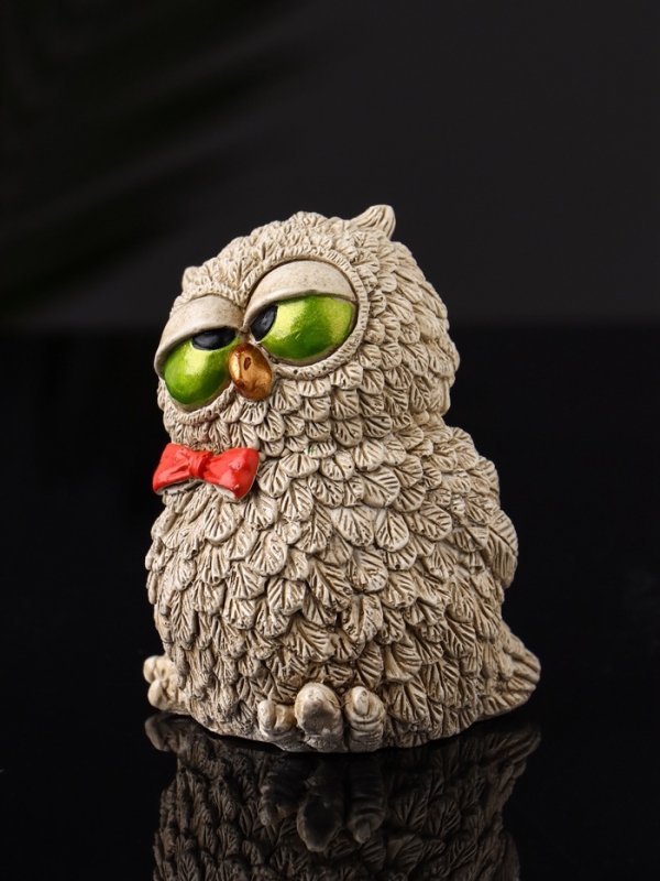 Фигура Фигура "Филин с бантом" 8х6х6,5 см, бежевый