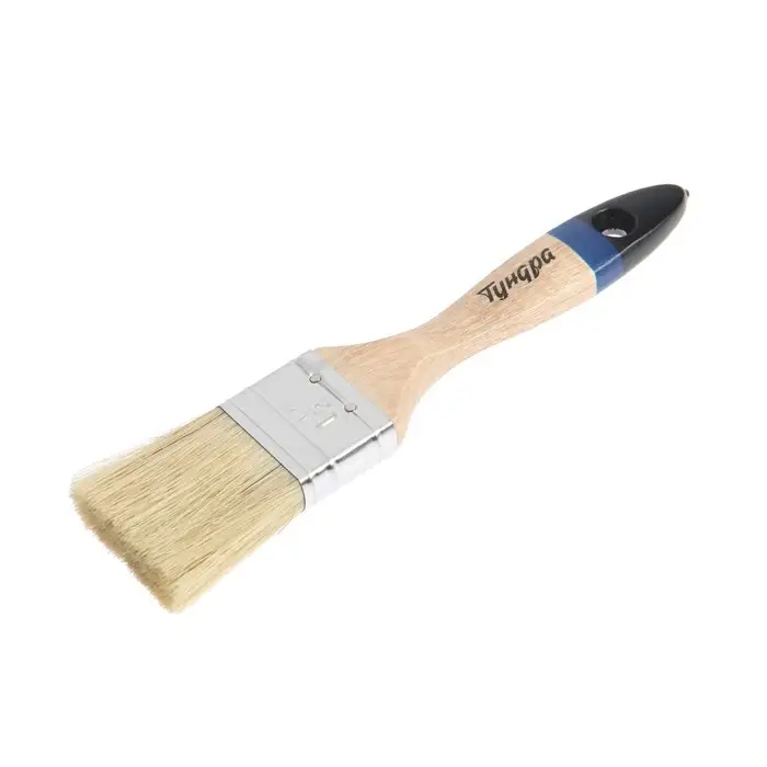 Кисть плоская ТУНДРА, натуральная щетина, деревянная рукоятка, 1.5 Кисть плоская ТУНДРА, натуральная щетина, деревянная рукоятка, 1.5", 38 мм