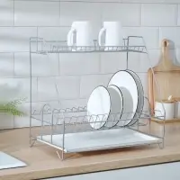 Сушилка для посуды с поддоном 2-х ярусная, 24&times;40&times;38 см, хром