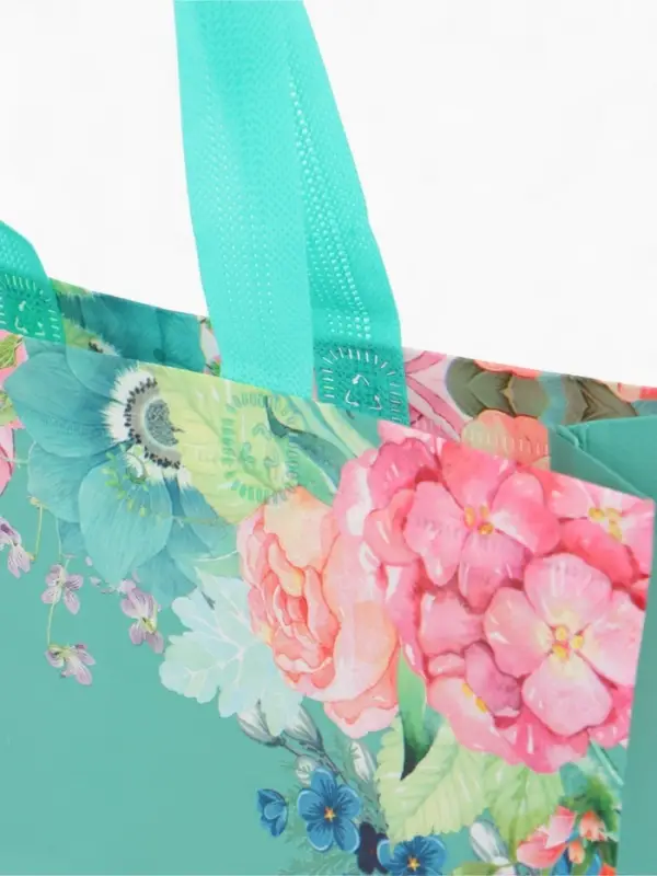 Сумка хозяйственная без застёжки, с цветочным принтом, 32&times;10&times;26 см, голубая