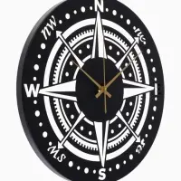 Часы настенные интерьерные &laquo;Компас&raquo;, бесшумные, плавный ход, d=40 см, металл, чёрные