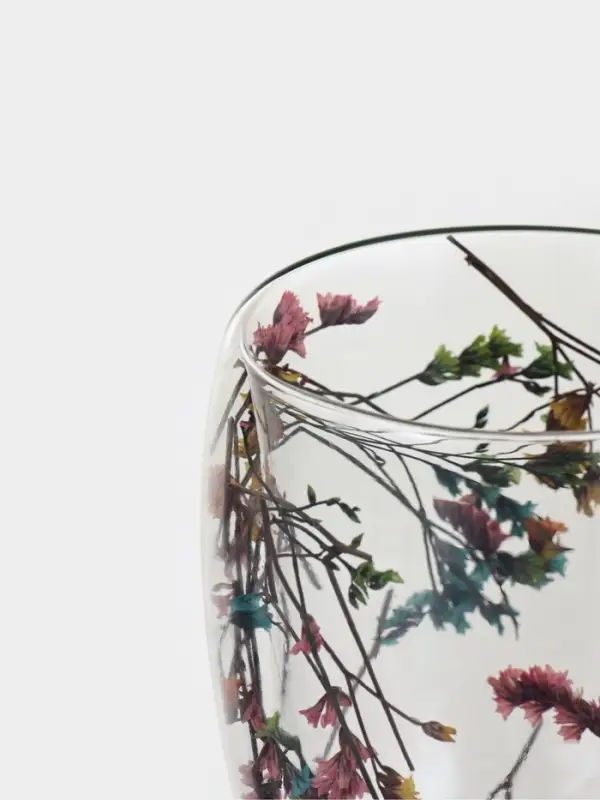 Набор кружек с двойными стенками Доляна &laquo;Сухоцвет&raquo;, 350 мл, 12.5&times;9&times;11.7 см, 2 шт., стекло, прозрачный