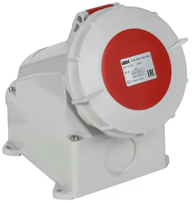 Розетка стационарная ССИ-1252 32А 6ч 380В 3P+PE+N IP67 IEK