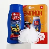 Детский подарочный набор &laquo;Чемпион&raquo;: гель-пена 250 мл, мочалка, Чистое счастье