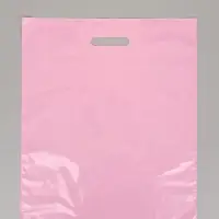 Пакет с вырубной усиленной ручкой ПВД 40х50 45 мкм Розовый