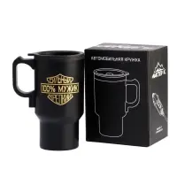 Термокружка автомобильная, 450 мл, &laquo;100 % мужик&raquo;, сохраняет тепло 4 ч, 12&times;17 см