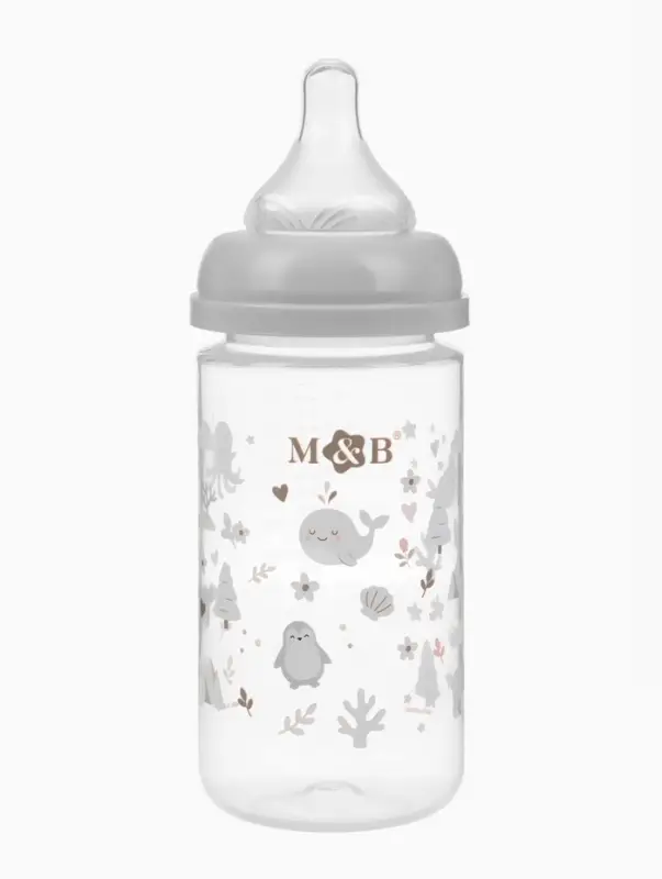Бутылочка для кормления M&B, ШГ &Oslash;50 мм, +3мес., 260 мл., набор 2 шт. в кор.