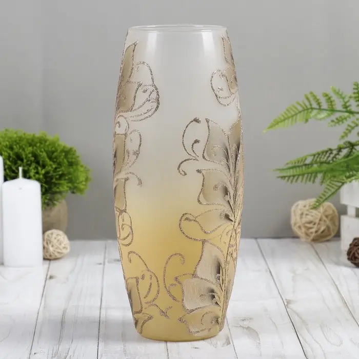 Ваза для цветов &laquo;Золотые лепестки&raquo;, 7.5&times;11&times;26 см, стекло