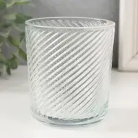 Подсвечник стеклянный &laquo;Наклонные линии&raquo; 350 мл, 8.5&times;8.5&times;10 см