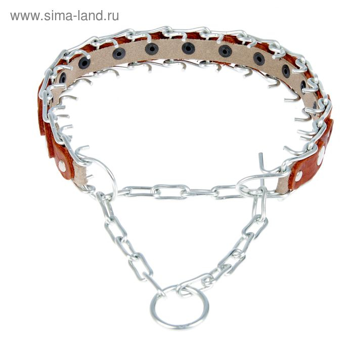 Ошейник строгий проволочный Зооник, сварная цепь/кожа, 3 мм, ширина 3 см, ОШ 50-70 см, микс Ошейник строгий проволочный Зооник, сварная цепь/кожа, 3 мм, ширина 3 см, ОШ 50-70 см, микс