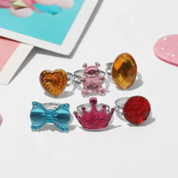 Кольцо детское «Выбражулька» радости, форма МИКС, цвет МИКС в серебре Кольцо детское «Выбражулька» радости, форма МИКС, цвет МИКС в серебре