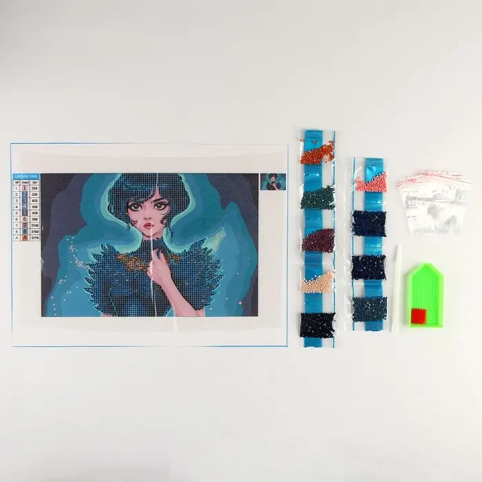 Алмазная мозаика с частичным заполнением на холсте &laquo;Девушка в черном&raquo; 20&times;30 см