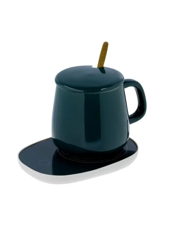 Кружка с подогревом LSK-1501, подставка, от сети, зелёная