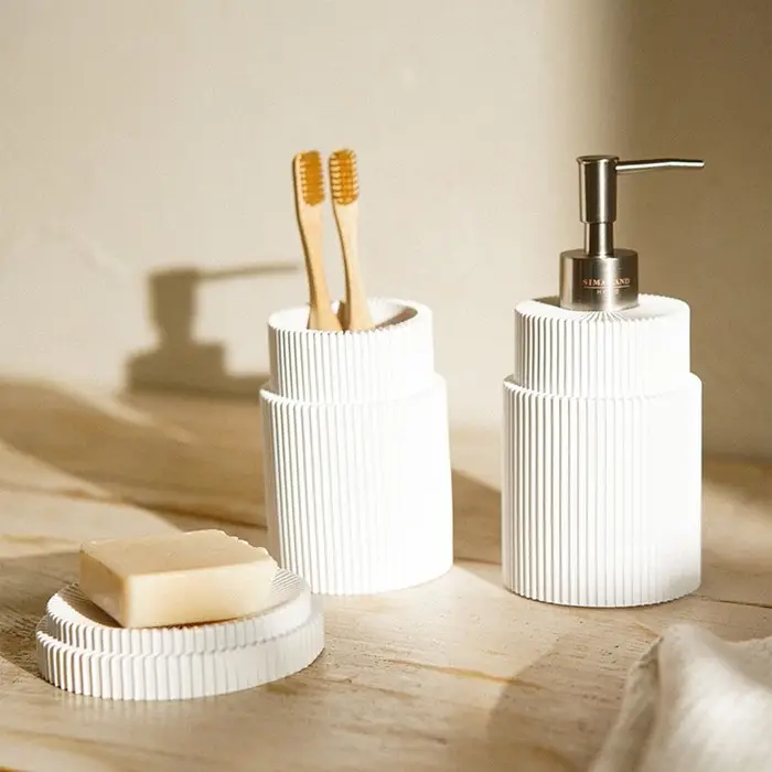 Аксессуары для ванной SL Home, 3 предмета: дозатор, мыльница, стакан, белые