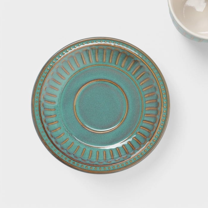 Чайная пара Доляна  Чайная пара Доляна "Винтаж" 250 мл блюдце 15х2 см, кружка 11,5х9х7 см, цвет синий