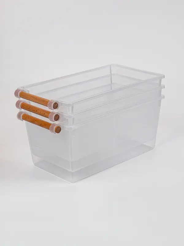 Корзины для хранения Wood Fusion, набор 3 шт.: 33&times;18&times;14 см, пластик, буковое дерево