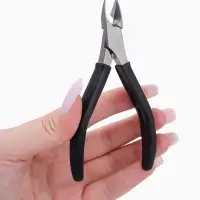 Кусачки педикюрные, скрытая пружина, прорезиненная ручка, 11 см, длина лезвия-12 мм, чёрные, серебристые
