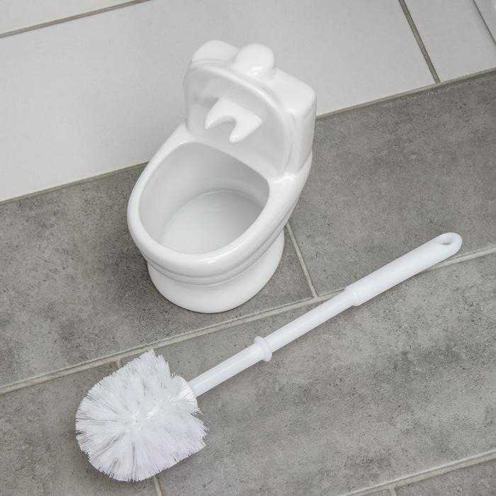 Ёрш для унитаза с подставкой «Классик», 10×14×32 см, цвет белый Ёрш для унитаза с подставкой «Классик», 10×14×32 см, цвет белый