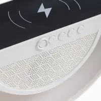 Колонка портативная - ночник, Bluetooth, беспроводная зарядка, часы, RGB-подсветка, 15 Вт, 3 А, белая