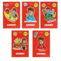 Блокнот А7, 48 листов, в клетку, на склейке, "Влад А4", обложка мелованная бумага, ламинация, трёхцветный блок, блок 60 г/м², 5В МИКС