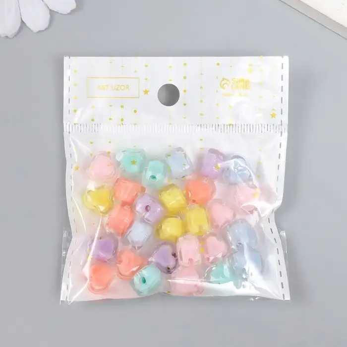 Набор бусин для рукоделия и плетения «Арт Узор. Сердечко с цветной серединкой», 20 г, пластик, глянец, 1.2×1.2×0.8 см, МИКС