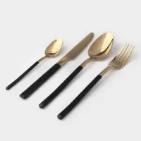 Столовые приборы Magistro &laquo;Версаль&raquo;, 4 предмета, нержавеющая сталь, золотистые, чёрные