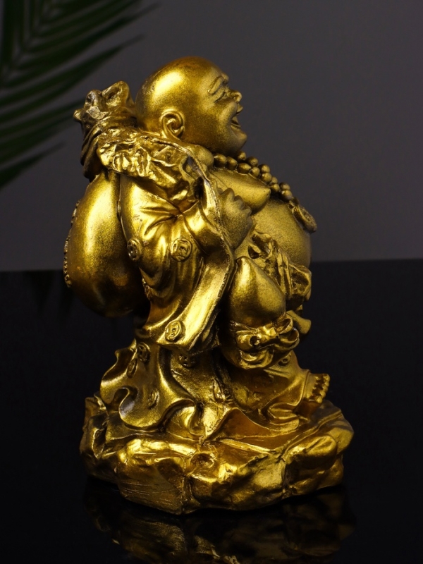 Статуэтка "Хотей приносит удачу и богатство" 14 см, цвет золото