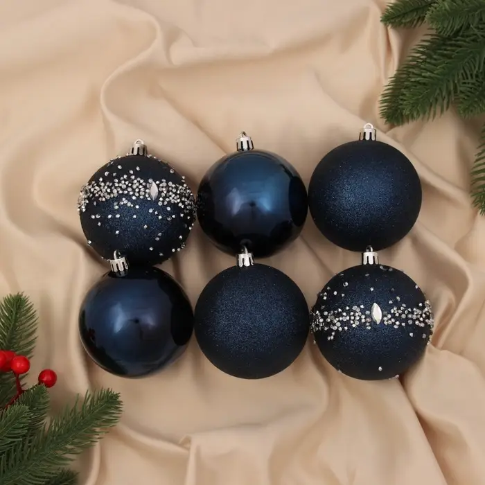 Ёлочные игрушки &laquo;Джейн - холод&raquo;, шары новогодние, d=8 см, набор 6 шт. синий