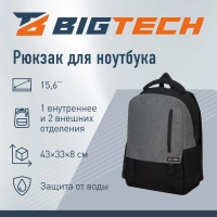 Рюкзак для ноутбука BigTech Special 15.6 LBP-BT-02BKGR, черно-серый