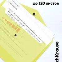Папка-конверт на кнопке А4, 180 мкм, ErichKrause Glossy Neon, глянцевая, пластиковая, полупрозрачная, микс