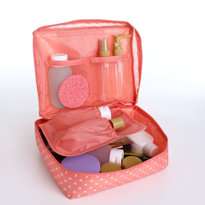 Косметичка дорожная, 2 отдела на молнии, цвет розовый Косметичка дорожная, 2 отдела на молнии, цвет розовый