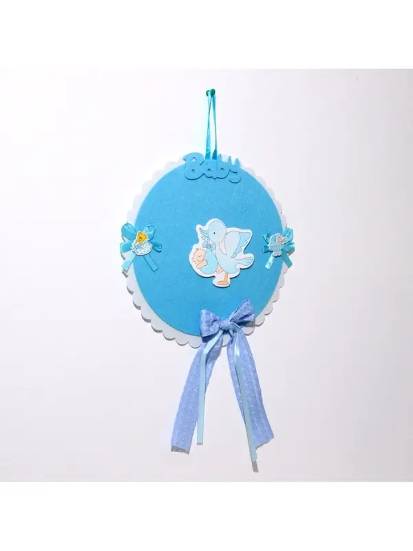Украшение на гендер пати &laquo;Подвеска Аист с мальчиком&raquo;, 27&times;27&times;46 см, голубое
