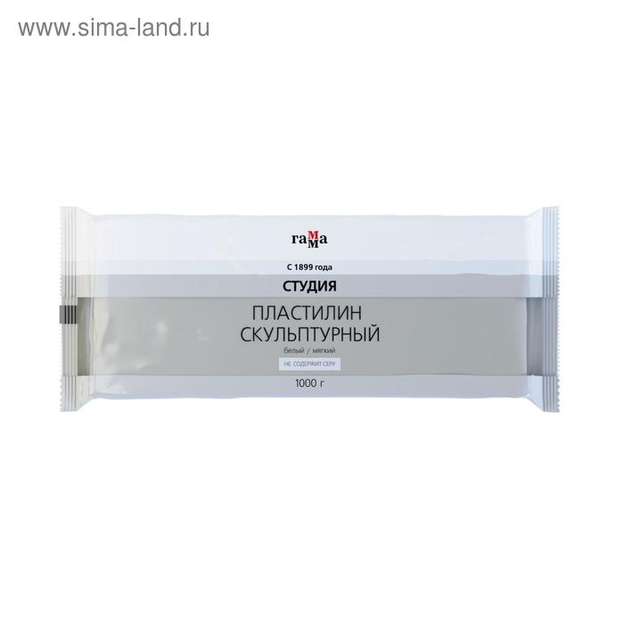 Пластилин скульптурный белый, мягкий, 1000 г,  Пластилин скульптурный белый, мягкий, 1000 г, "Гамма"