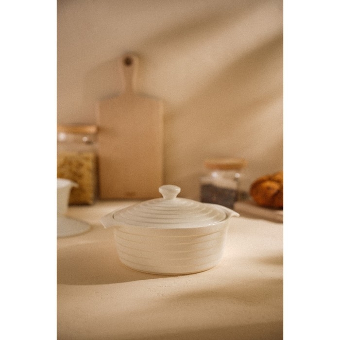 Кастрюля из жаропрочной керамики Доляна «Бруно», 1,57 л, 24,5×21,5×8 см, цвет белый Кастрюля из жаропрочной керамики Доляна «Бруно», 1,57 л, 24,5×21,5×8 см, цвет белый