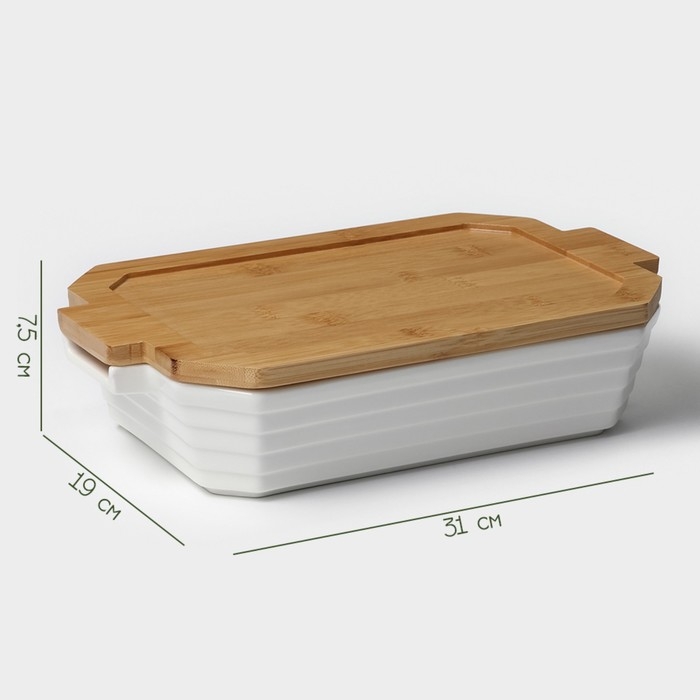 Форма для выпечки из жаропрочной керамики BellaTenero, 31×19×7,5 см, цвет белый Форма для выпечки из жаропрочной керамики BellaTenero, 31×19×7,5 см, цвет белый