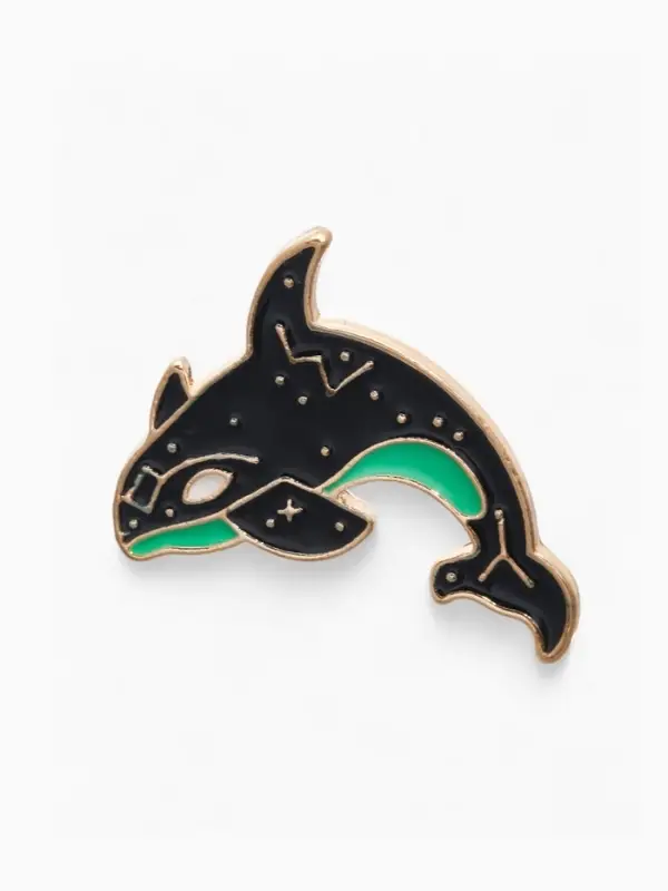 Значок &laquo;Косатка&raquo;, созвездие, чёрно-зелёный в золоте