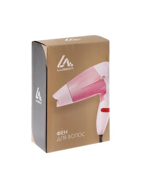 Фен Luazon LF-23, 800 Вт, 2 режима, складная ручка, розовый