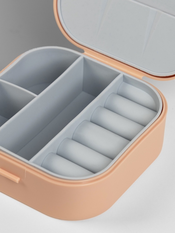 Органайзер для украшений «Шкатулка», с крючками, 9×9×3.8 см, розовый