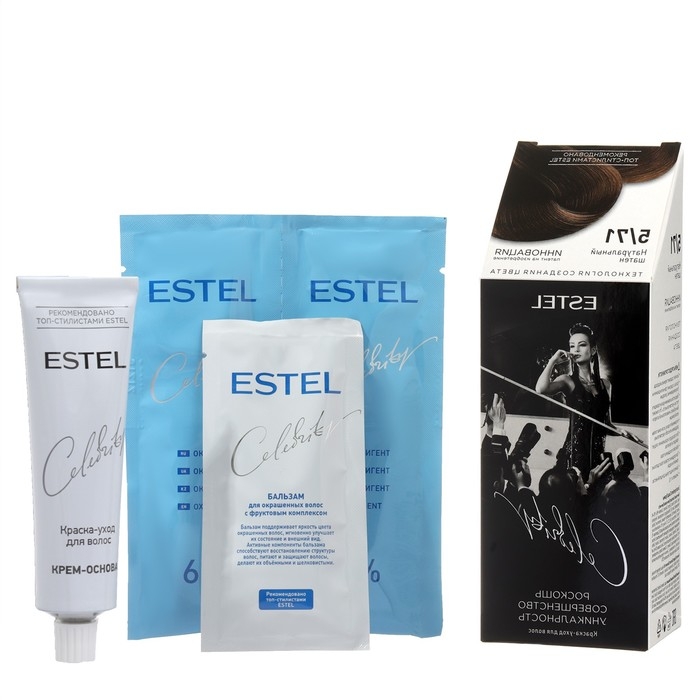 Краска-уход для волос Estel Celebrity тон 5/71 натуральный шатен Краска-уход для волос Estel Celebrity тон 5/71 натуральный шатен