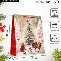 Пакет подарочный новогодний ламинированный, &laquo;Подготовка к Новому Году&raquo;, 26&times;12&times;32 см