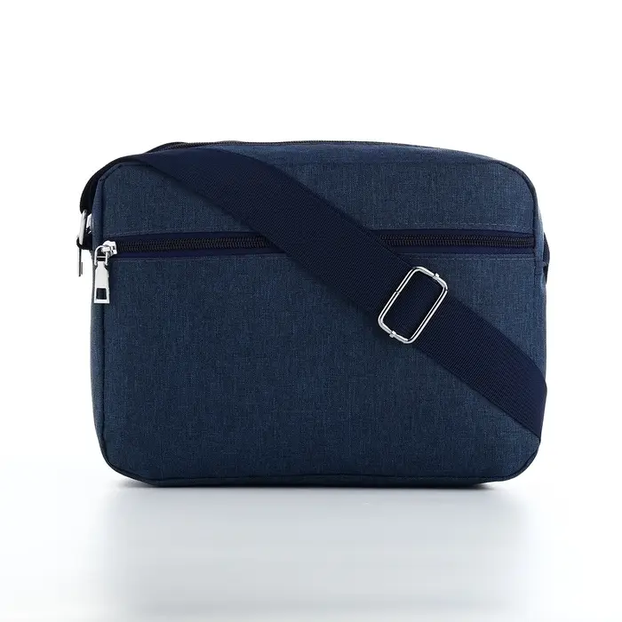 Сумка кросс-боди мужская на молнии, 2 наружных кармана, 27&times;10&times;20 см, синяя