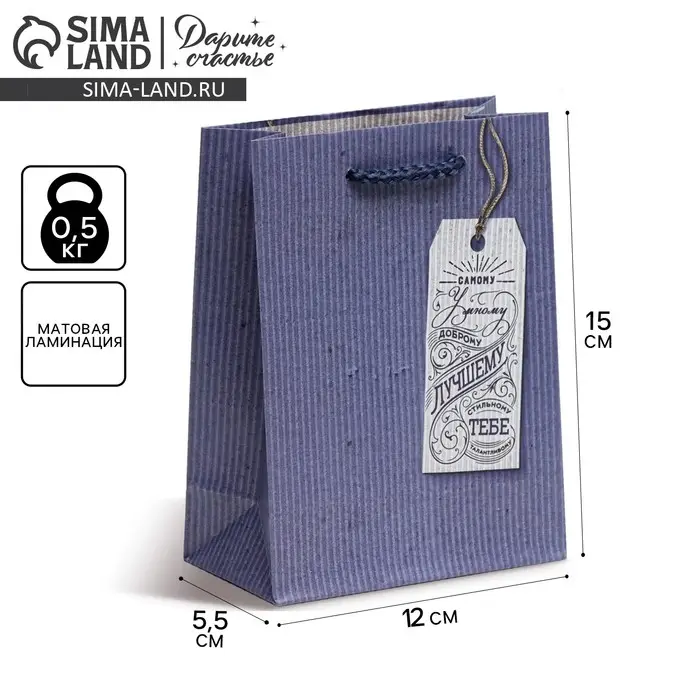 Пакет подарочный ламинированный, упаковка, «Лучшему тебе», S 12 х 15 х 5.5 см Пакет подарочный ламинированный, упаковка, «Лучшему тебе», S 12 х 15 х 5.5 см